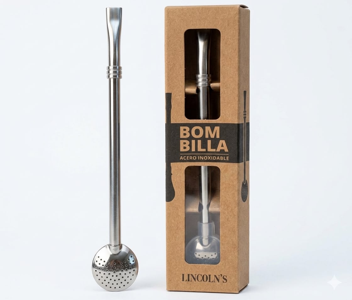 Bombilla con Base Redonda de Acero Inoxidable