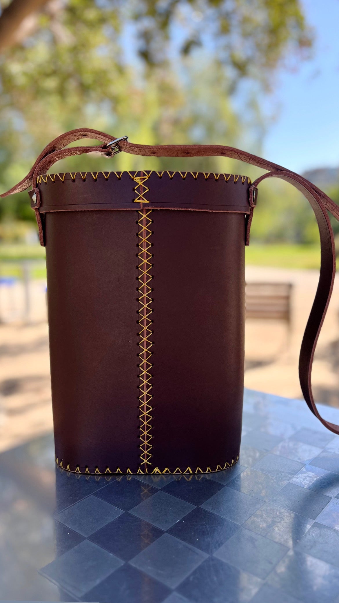 Bolso Matero Premium Cuero Bordo