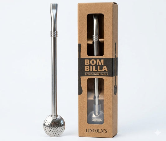 Bombilla con Base Redonda de Acero Inoxidable