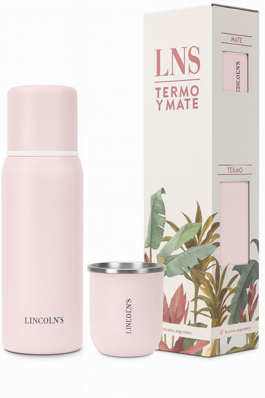Kit Matero Rosa – Termo 500 ml + Mate de Acero Inoxidable