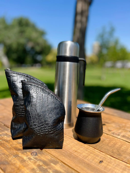 SET MATERO PLATEADO + TOTAL BLACK